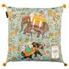Mind The Gap Hindustan Aquamarine Linen Cushion