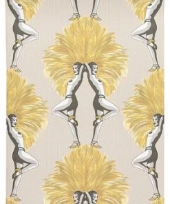 The Graduate Collection Showgirls Wallpaper Mustard & Taupe New 8 The Graduate Collection Showgirls Wallpaper Mustard & Taupe New